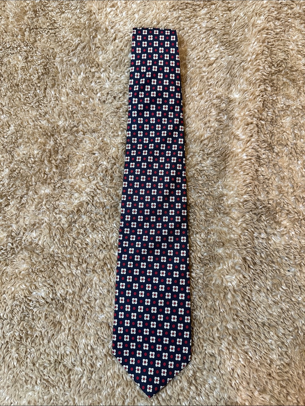 Brooks Brothers Classic Men's Navy Flower Silk Tie
